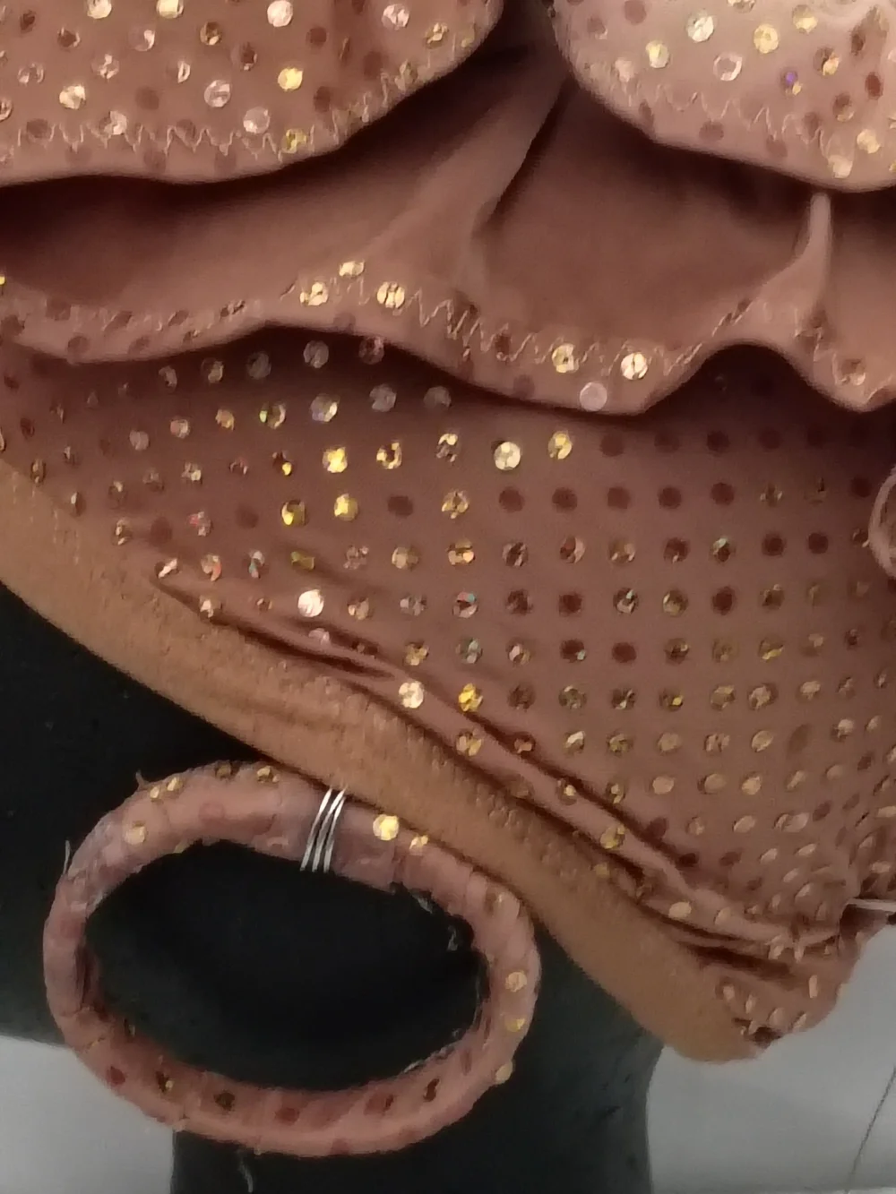 Women’s Fashion Headscarf with Gold Dots - Pink Brown